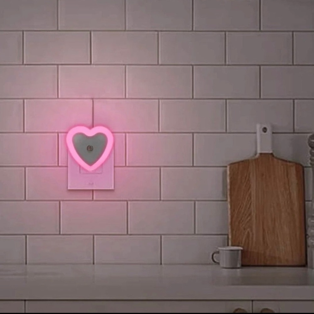 3/ $36 Heart Shaped Neon Pink Light Socket- Auto Dusk to Dawn Sensor